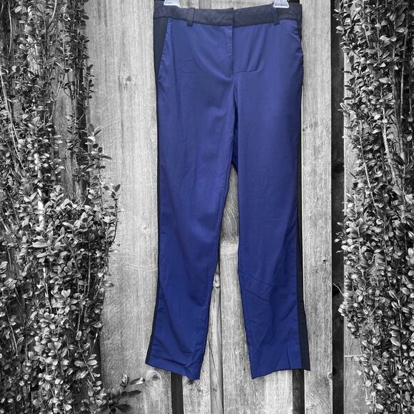 Diane Von Furstenberg Blue Wool Pants Size 4 - Picture 1 of 8